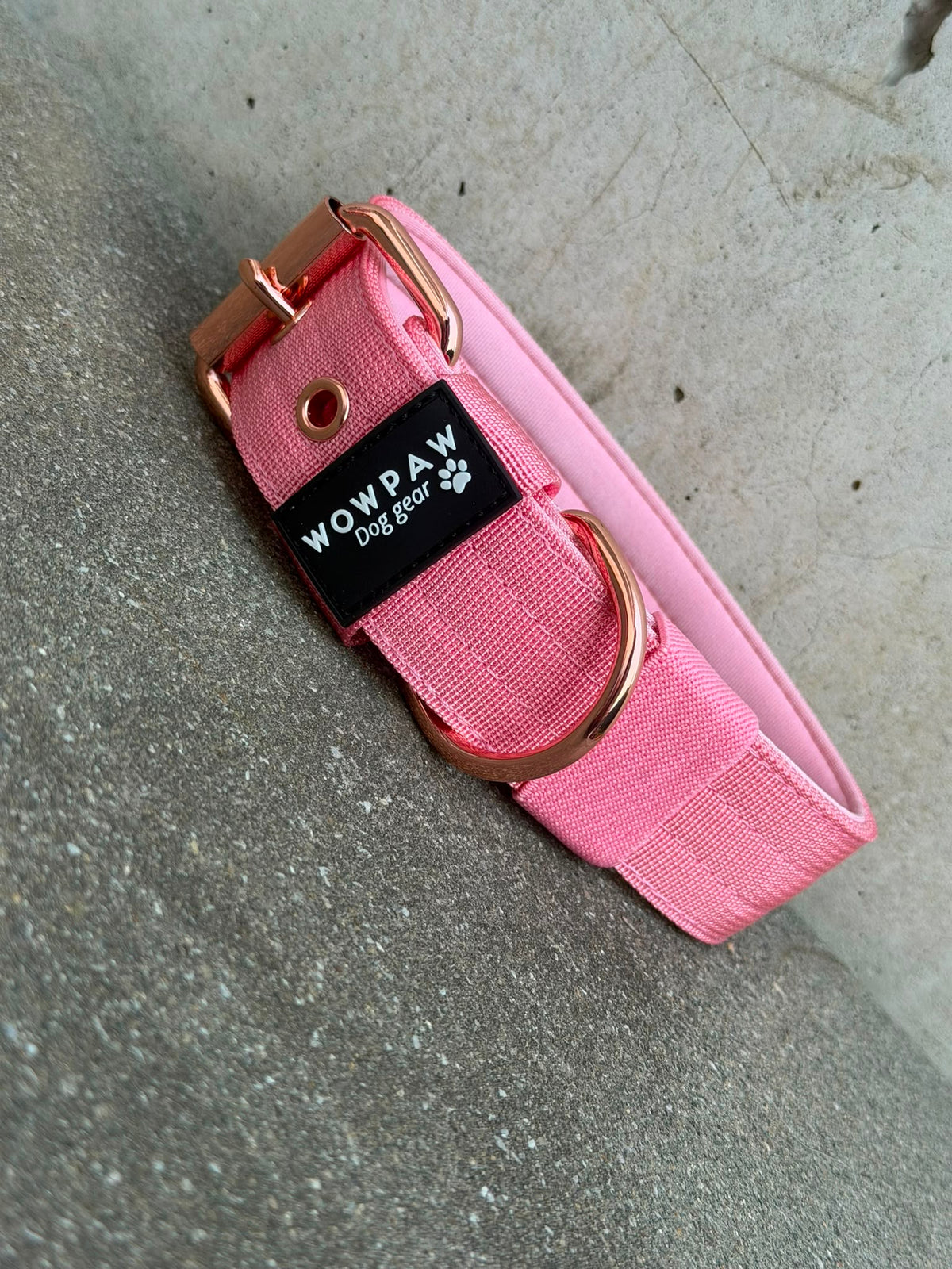 Hochwertiges Basic Hundehalsband Rosa-Roségold Edition 3,8cm Größe S