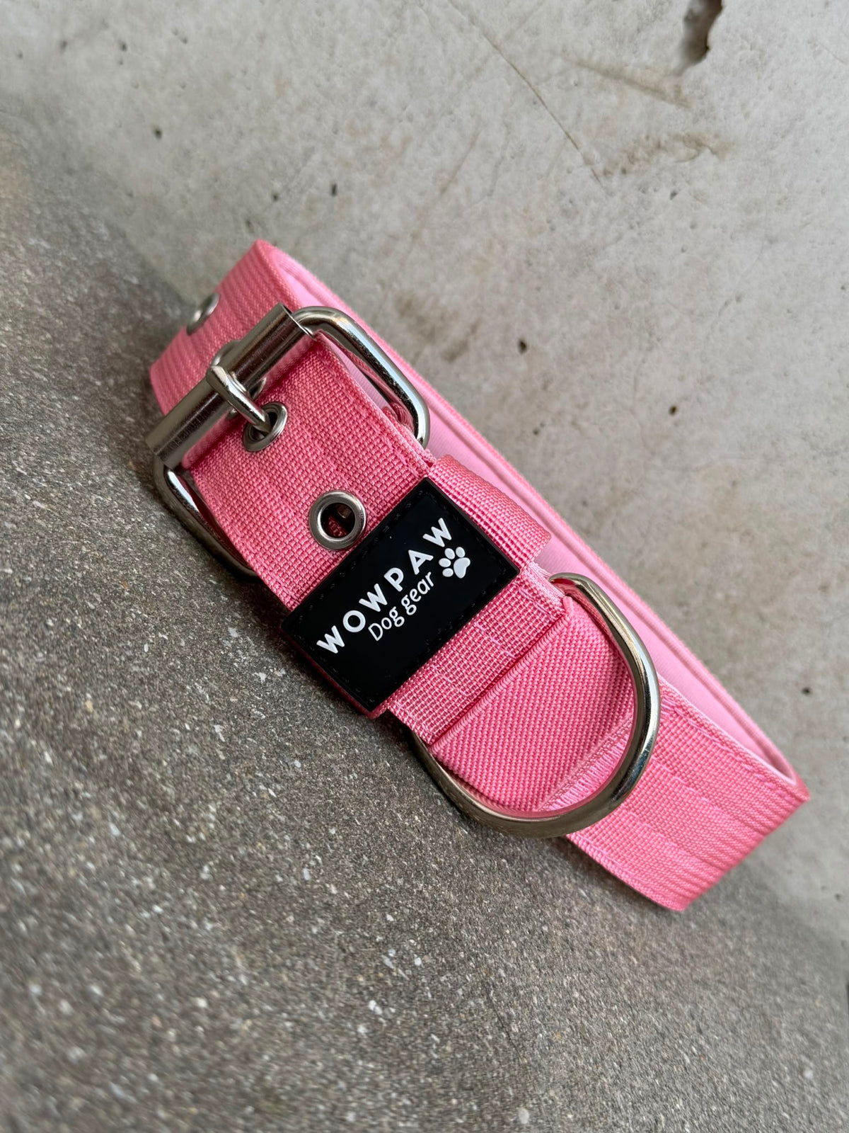 Hochwertiges Basic Hundehalsband Rosa-Silber Edition 3,8cm Größe S