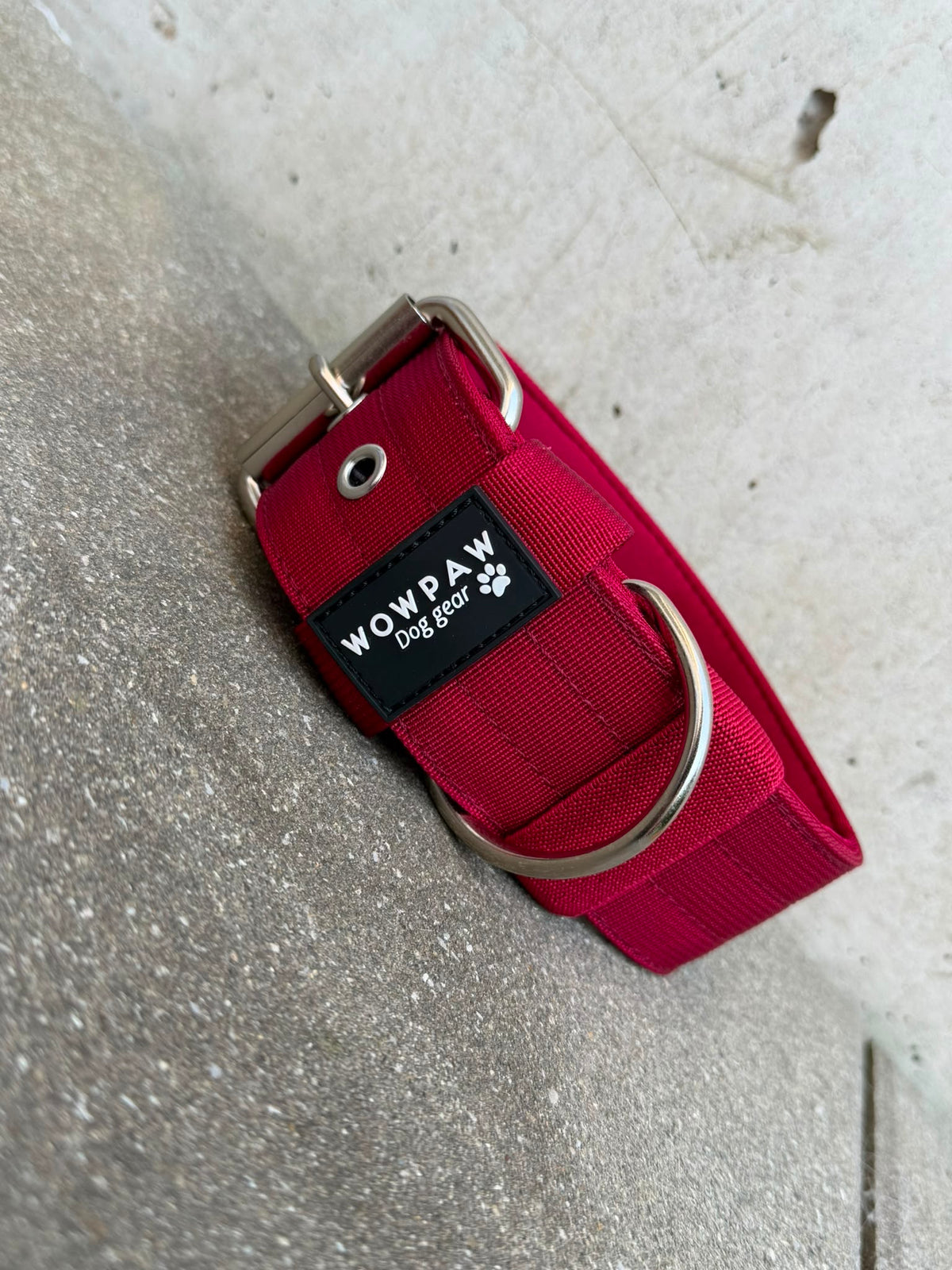 Hochwertiges Basic Hundehalsband Burgund-Silber Edition 5cm Größe L