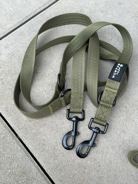 Guinzaglio standard per cani M regolabile, lunghezza 2m, verde militare