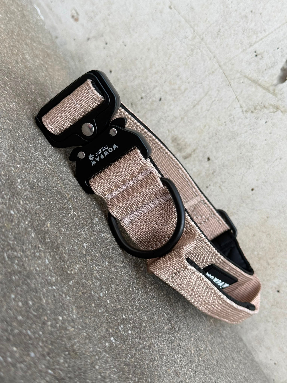 Hochwertiges taktisches Hundehalsband Beige Größe S Breite 3,8cm