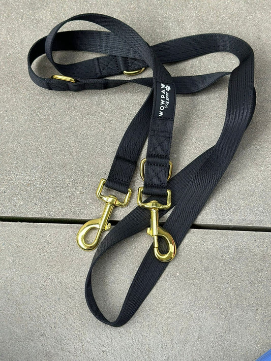Guinzaglio standard per cani M regolabile lunghezza 2m Nero x Oro