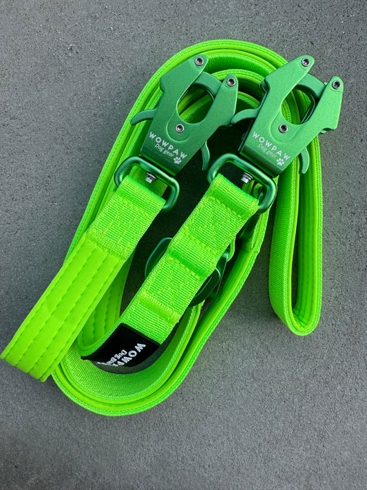 Taktische Hundeleine ULTRA LIGHT Neongrün Edition, Länge 2m verstellbar