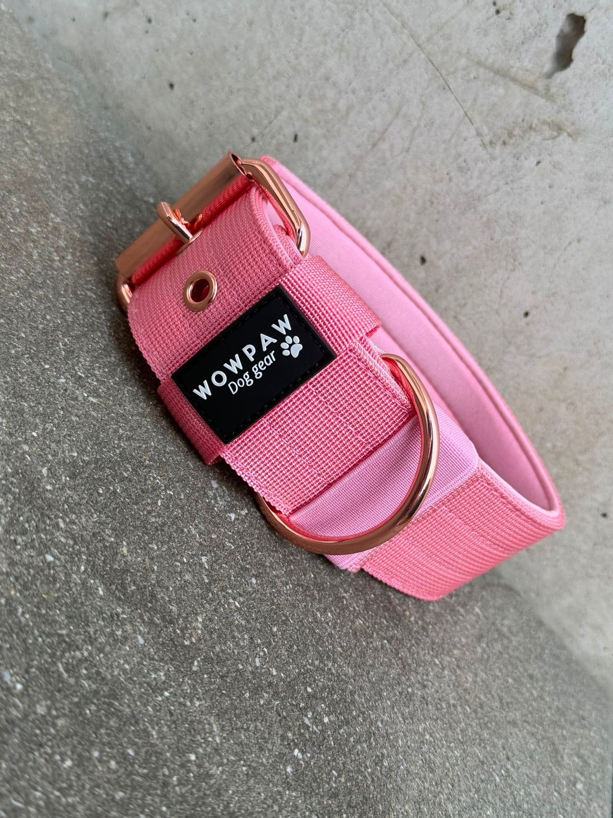 Hochwertiges Basic Hundehalsband Rosa-Roségold Edition 5cm Größe M