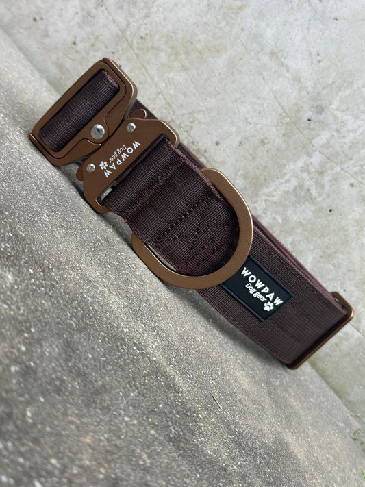 Taktisches Hundehalsband 5cm ULTRA LIGHT Espresso Braun Edition S ohne Griff