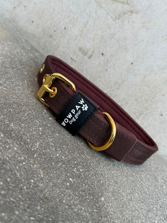 Hochwertiges Basic Hundehalsband Espresso Braun 2,5cm Größe L