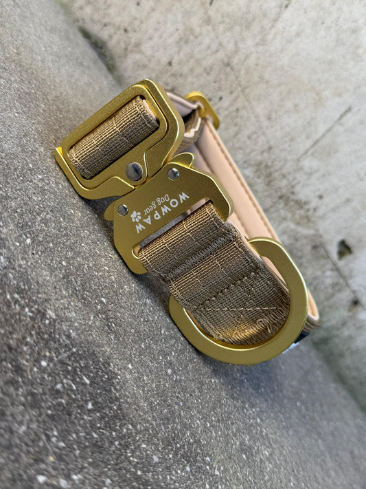 Taktisches Hundehalsband 3,8cm ULTRA LIGHT Sand Olive Edition Größe M ohne Griff