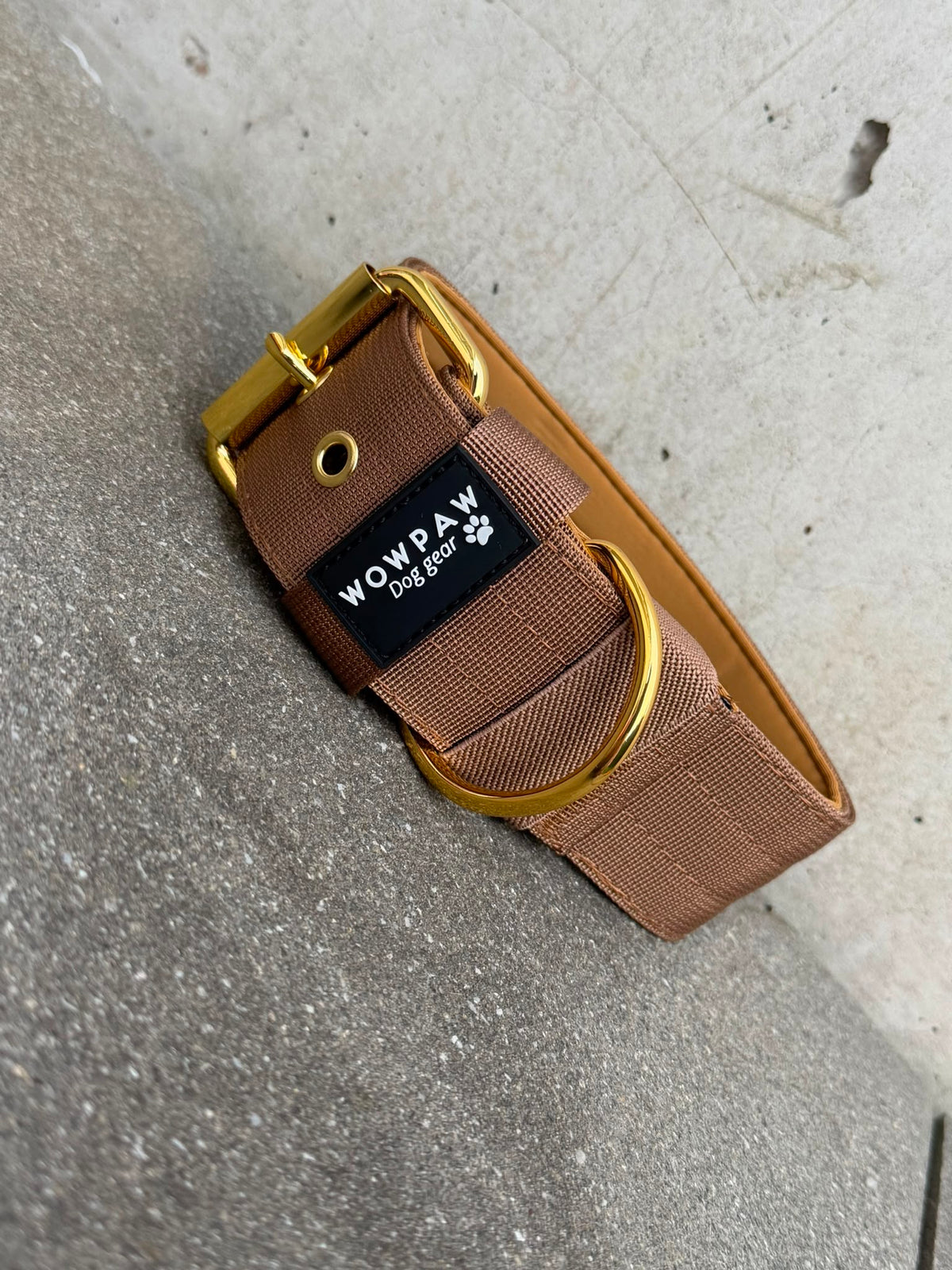 Hochwertiges Basic Hundehalsband Braun-Gold Edition 5cm Größe M