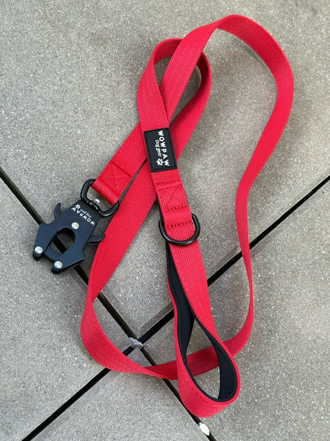 Taktische Hundeleine SOFTLINE mit Froschkarabiner Länge 1,5m Rot