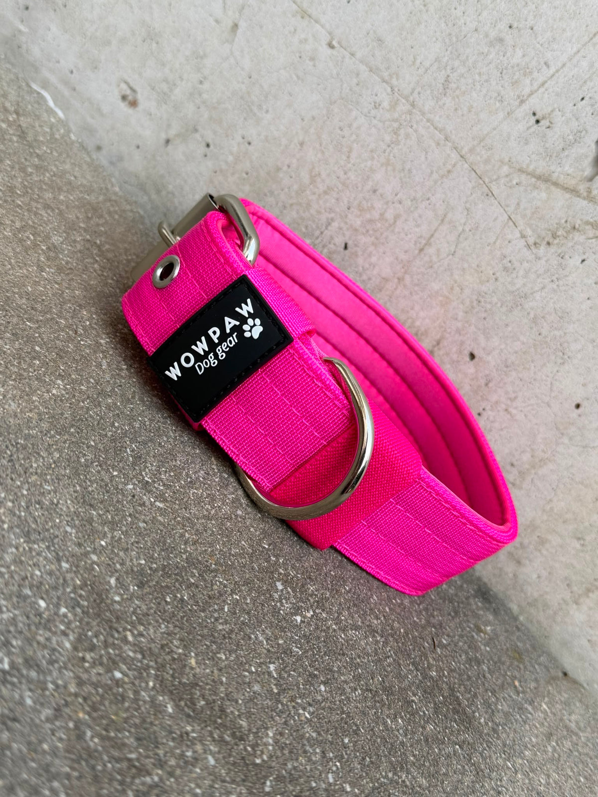 Hochwertiges Basic Hundehalsband Magenta-Silber Edition 3,8cm Größe M