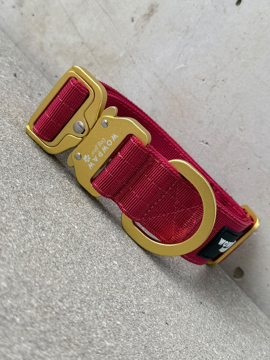 Collare tattico per cani 3,8cm ULTRA LIGHT Edizione Burgund, taglia M senza maniglia