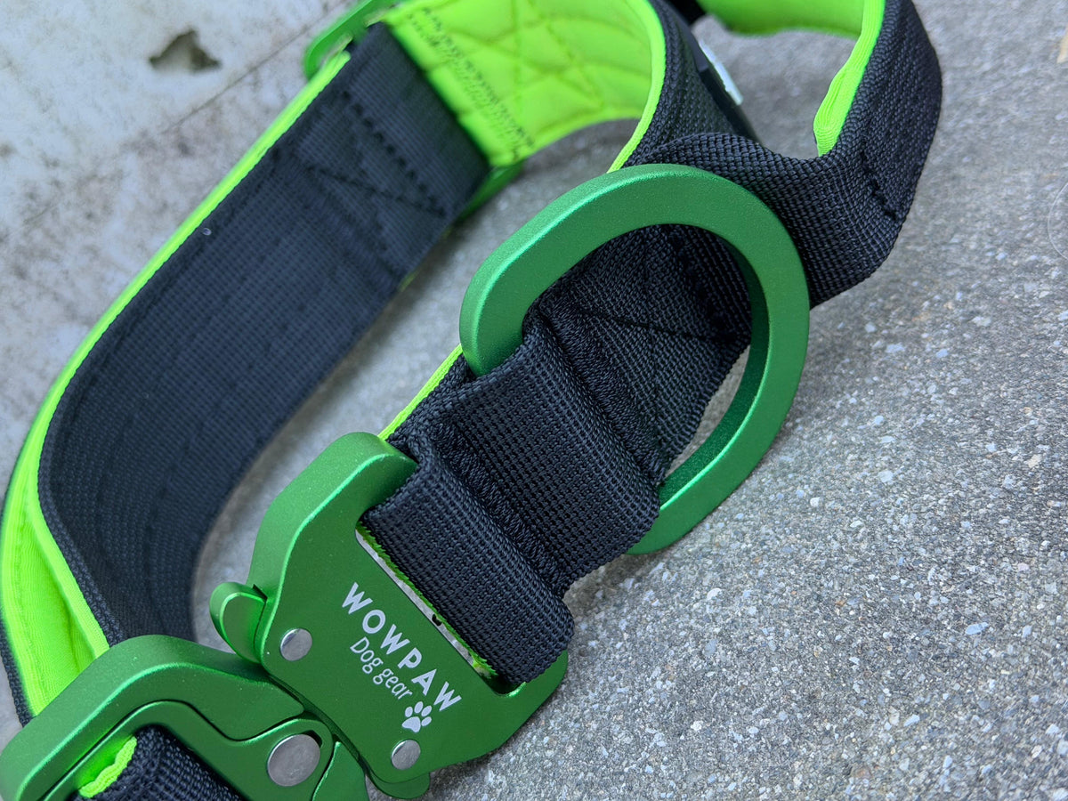 Taktisches Hundehalsband ULTRA LIGHT 3,8cm Black&Green Edition L