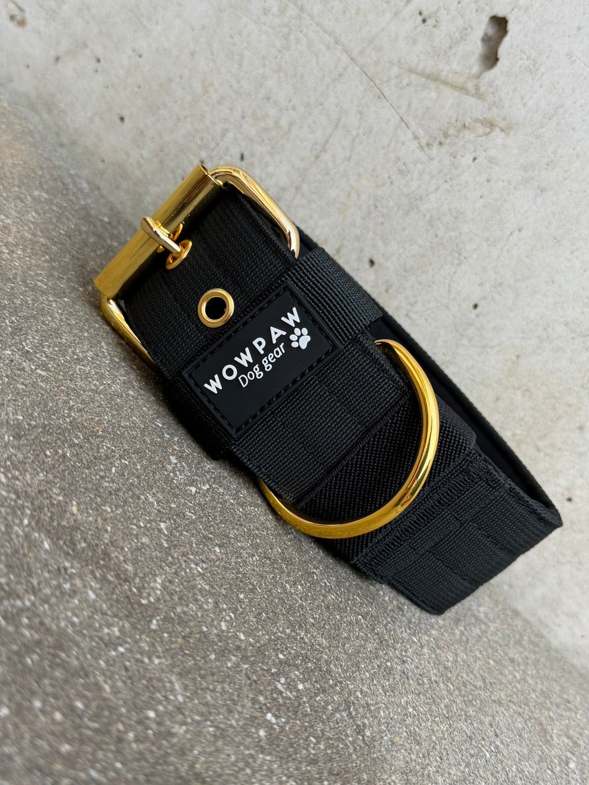 Hochwertiges Basic Hundehalsband Black-Gold Edition 5cm Größe M