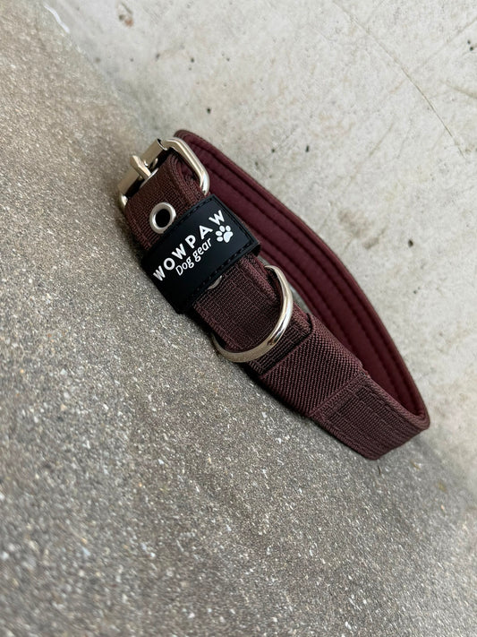 Hochwertiges Basic Hundehalsband Espresso Braun 2,5cm Größe L