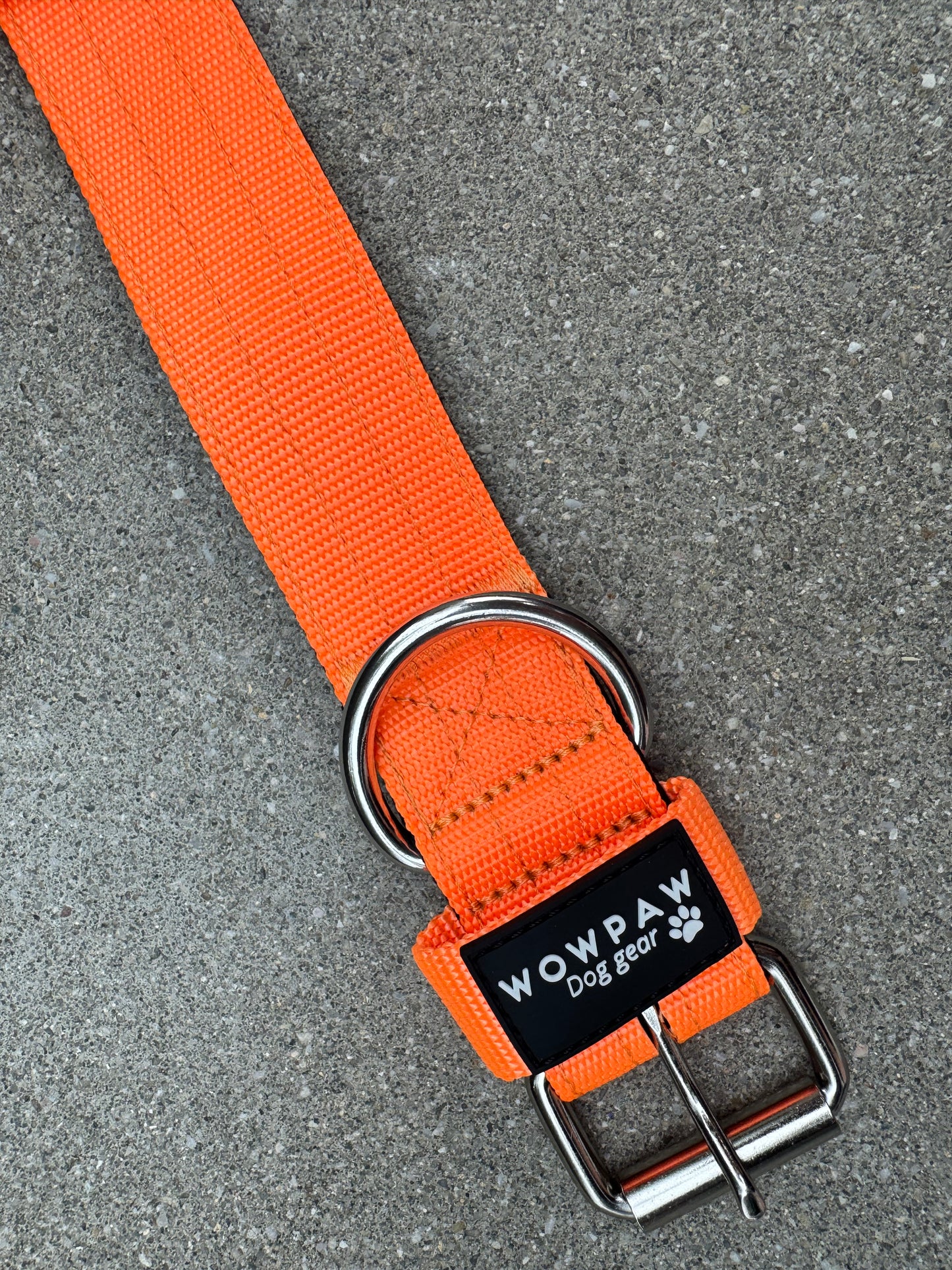 Hochwertiges Basic Hundehalsband Neonorange 4cm Größe L