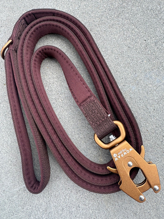 Taktische Hundeleine ULTRA LIGHT Espresso Braun Edition, Länge 1,8m mit Medium-Froschkarabiner