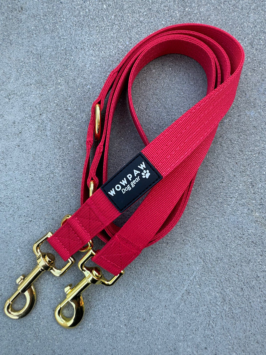 Standard Hundeleine M verstellbar Länge 2m Rot-Gold