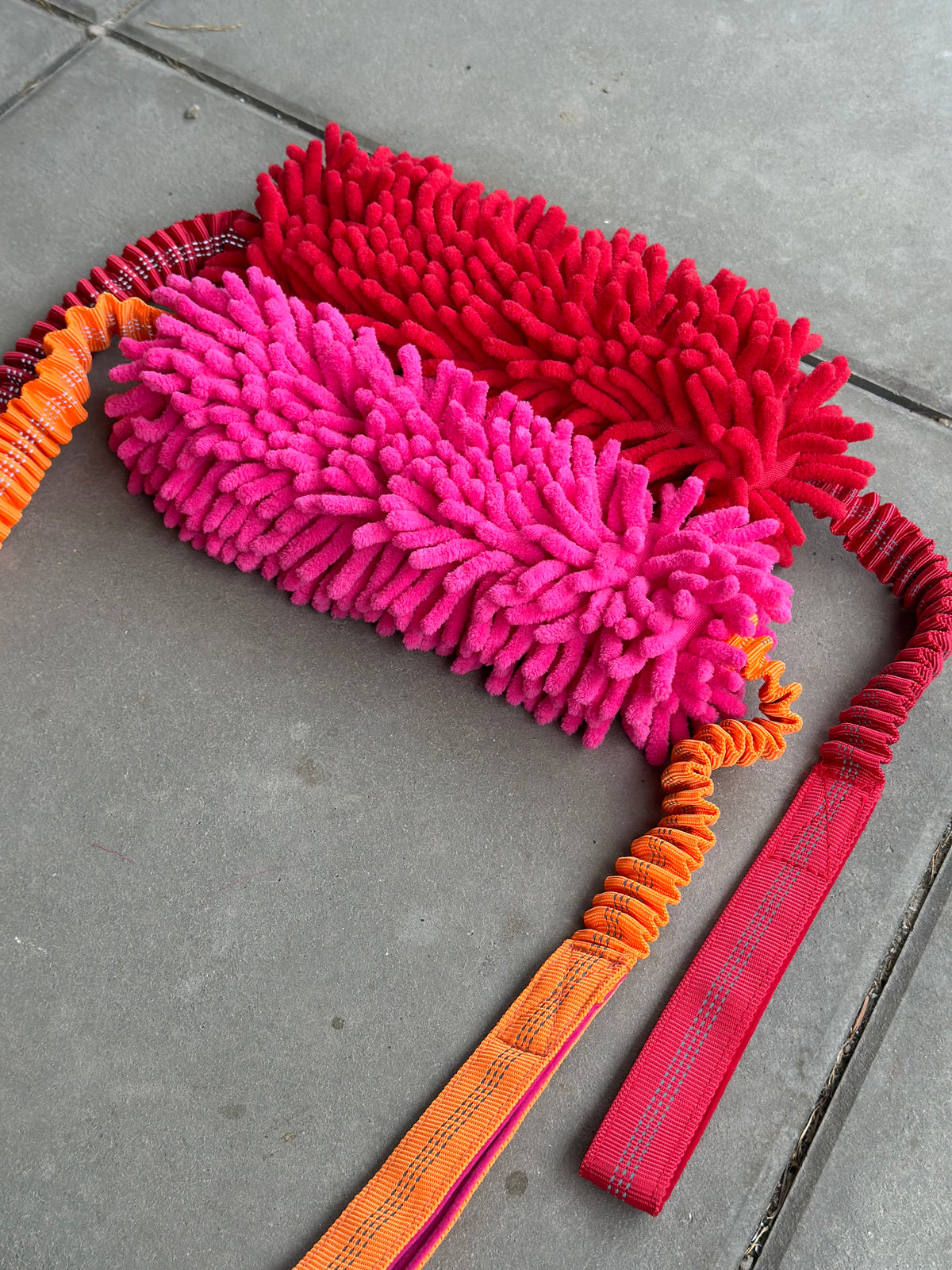 Bungee Zergel mit 2 Handschlaufen Rot und Pink