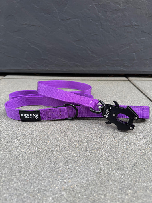 Taktische Hundeleine SOFTLINE mit Froschkarabiner Länge 1,5m Dunkellila