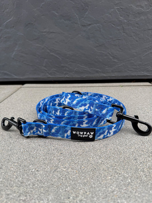 Guinzaglio standard per cani S regolabile, lunghezza 2m, mimetico blu