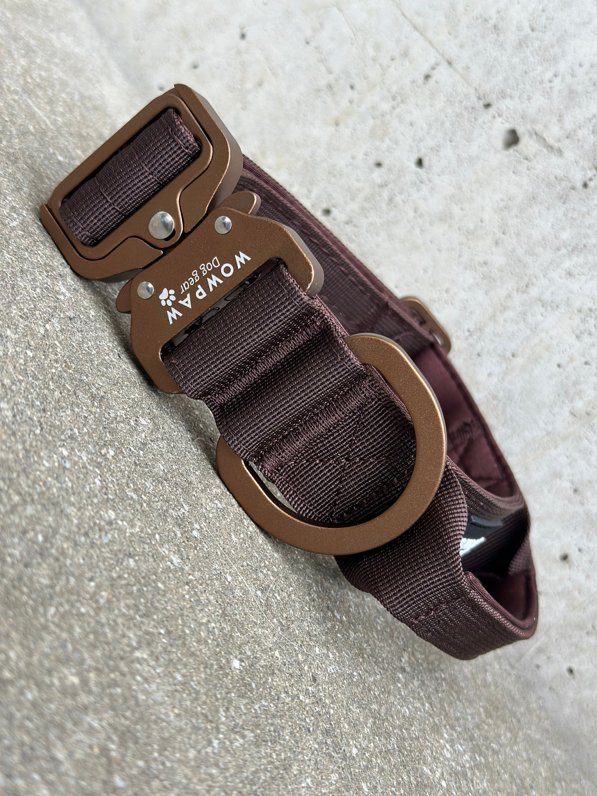 Hochwertiges taktisches Hundehalsband 3,8cm ULTRA LIGHT ESPRESSO BRAUN Edition Größe S
