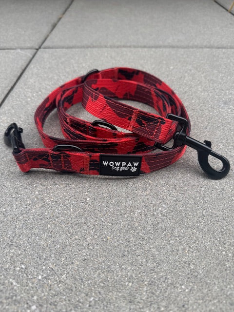 Guinzaglio standard per cani M regolabile, lunghezza 2m, mimetico rosso