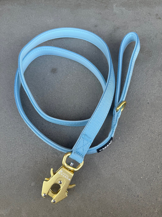 Taktische Hundeleine ULTRA LIGHT Sky Blue Edition, Länge 1,5m mit Medium-Froschkarabiner