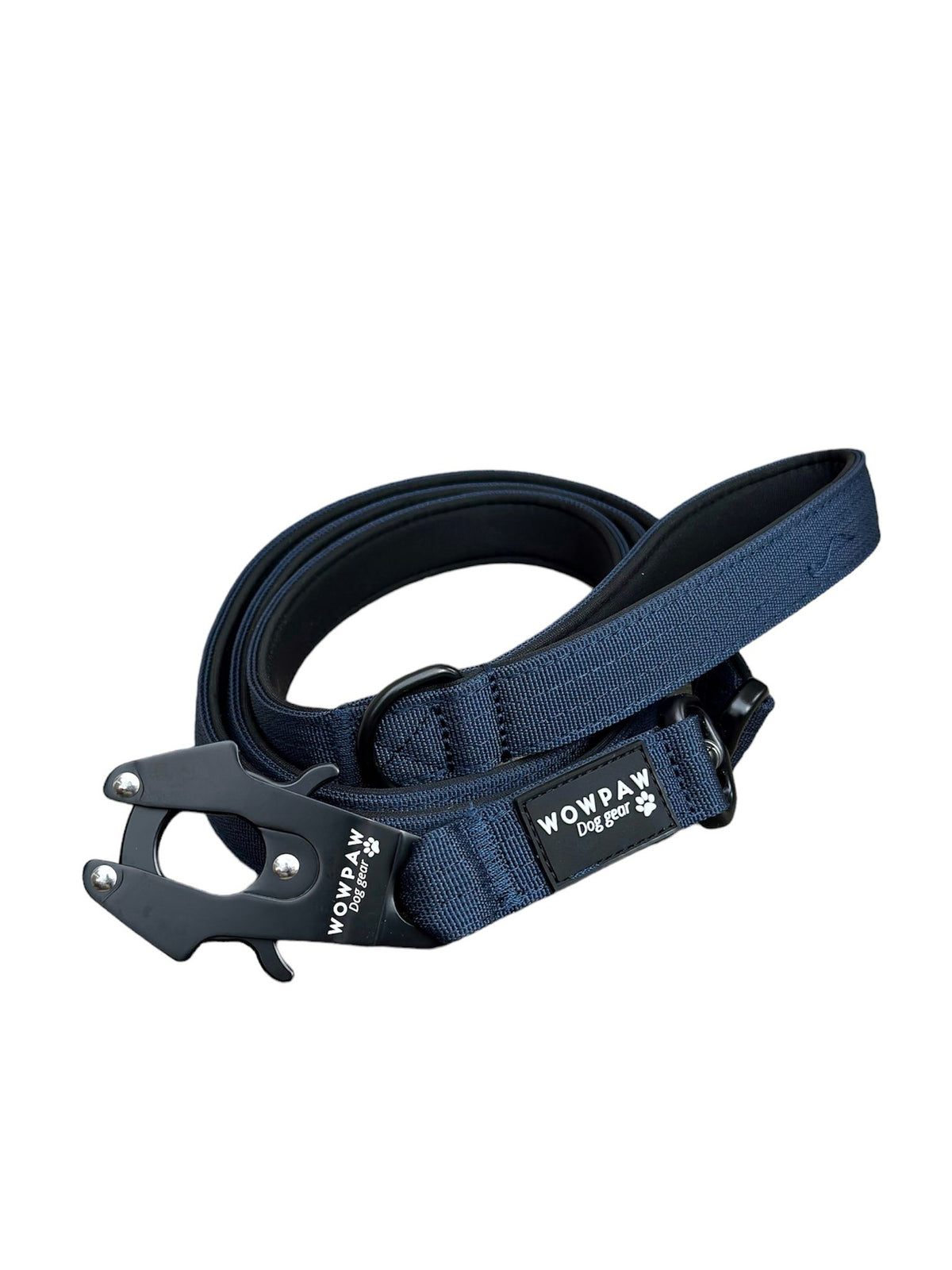 Guinzaglio tattico per cani con moschettone a rana girevole a 360° lunghezza 1,8m blu navy
