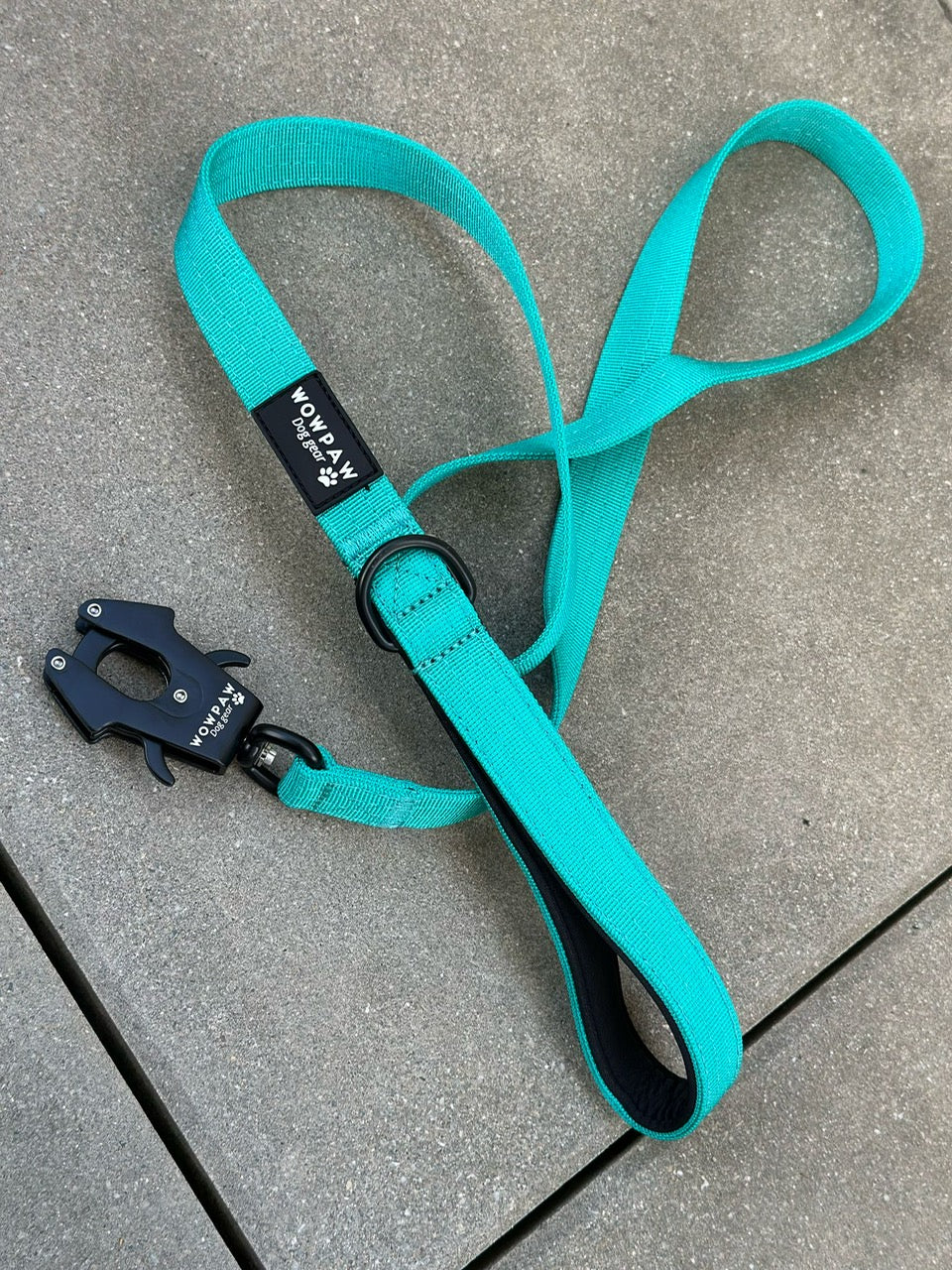 Taktische Hundeleine SOFTLINE mit Froschkarabiner Länge 1,5m Türkis