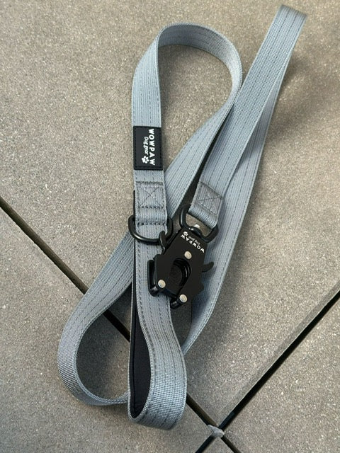 Taktische Hundeleine SOFTLINE mit Froschkarabiner Länge 1,5m Grau