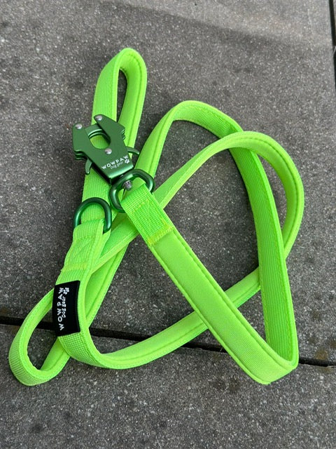 Taktische Hundeleine ULTRA LIGHT Neongrün Edition, Länge 1,5m mit Medium-Froschkarabiner