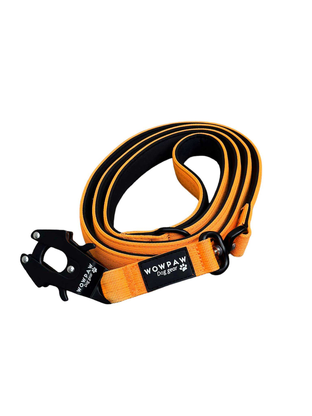 Guinzaglio tattico per cani con moschettone a scatto, girevole a 360°, lunghezza 1,8m, arancione fluo